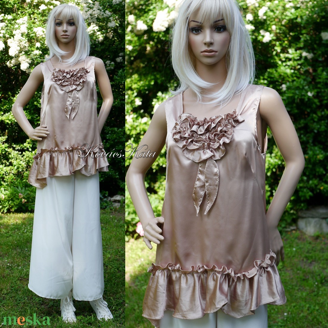 BEIGE ROSE - exkluzív design-tunika - ruha & divat - női ruha - blúz - Meska.hu