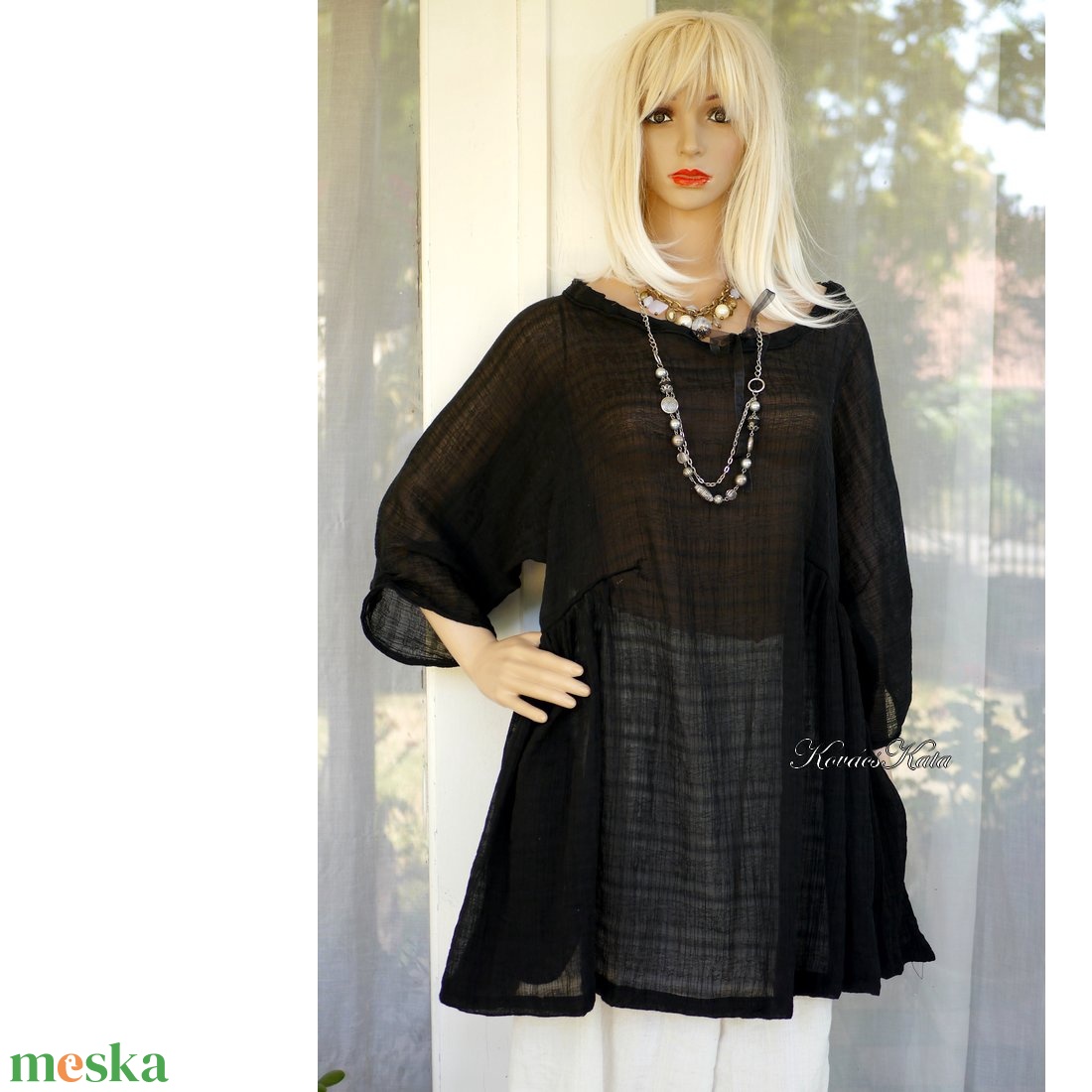 PAULA - exkluzív lagenlook jacquard muszlin tunika - ruha & divat - női ruha - tunika - Meska.hu