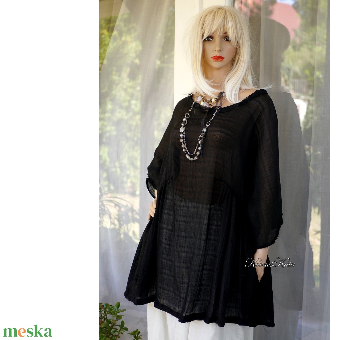 PAULA - exkluzív lagenlook jacquard muszlin tunika - ruha & divat - női ruha - tunika - Meska.hu