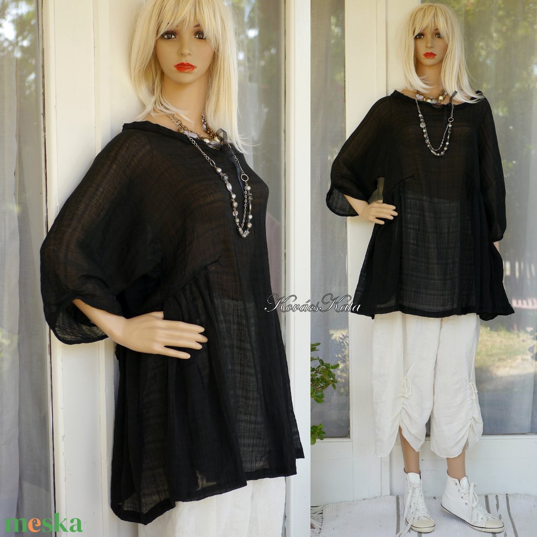 PAULA - exkluzív lagenlook jacquard muszlin tunika - ruha & divat - női ruha - tunika - Meska.hu
