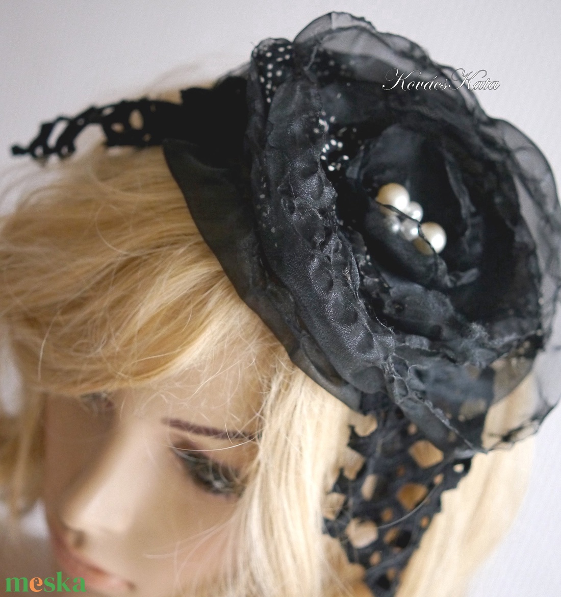 GOTH LOLITA - artsy fejdísz / fekete rózsa fascinator - ruha & divat - hajdísz & hajcsat - hajdísz - Meska.hu