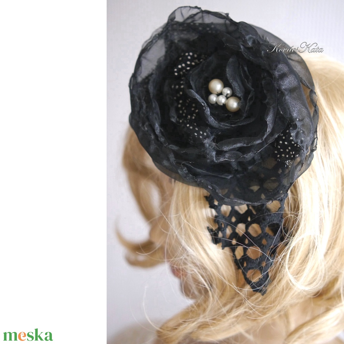 GOTH LOLITA - artsy fejdísz / fekete rózsa fascinator - ruha & divat - hajdísz & hajcsat - hajdísz - Meska.hu