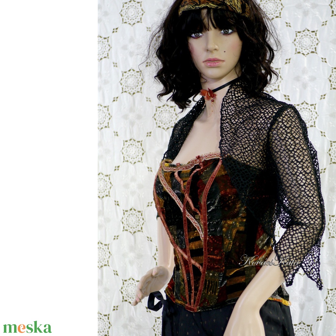 BÁRSONYKA - goth design applikált bársony míder - ruha & divat - női ruha - alkalmi ruha & estélyi ruha - Meska.hu