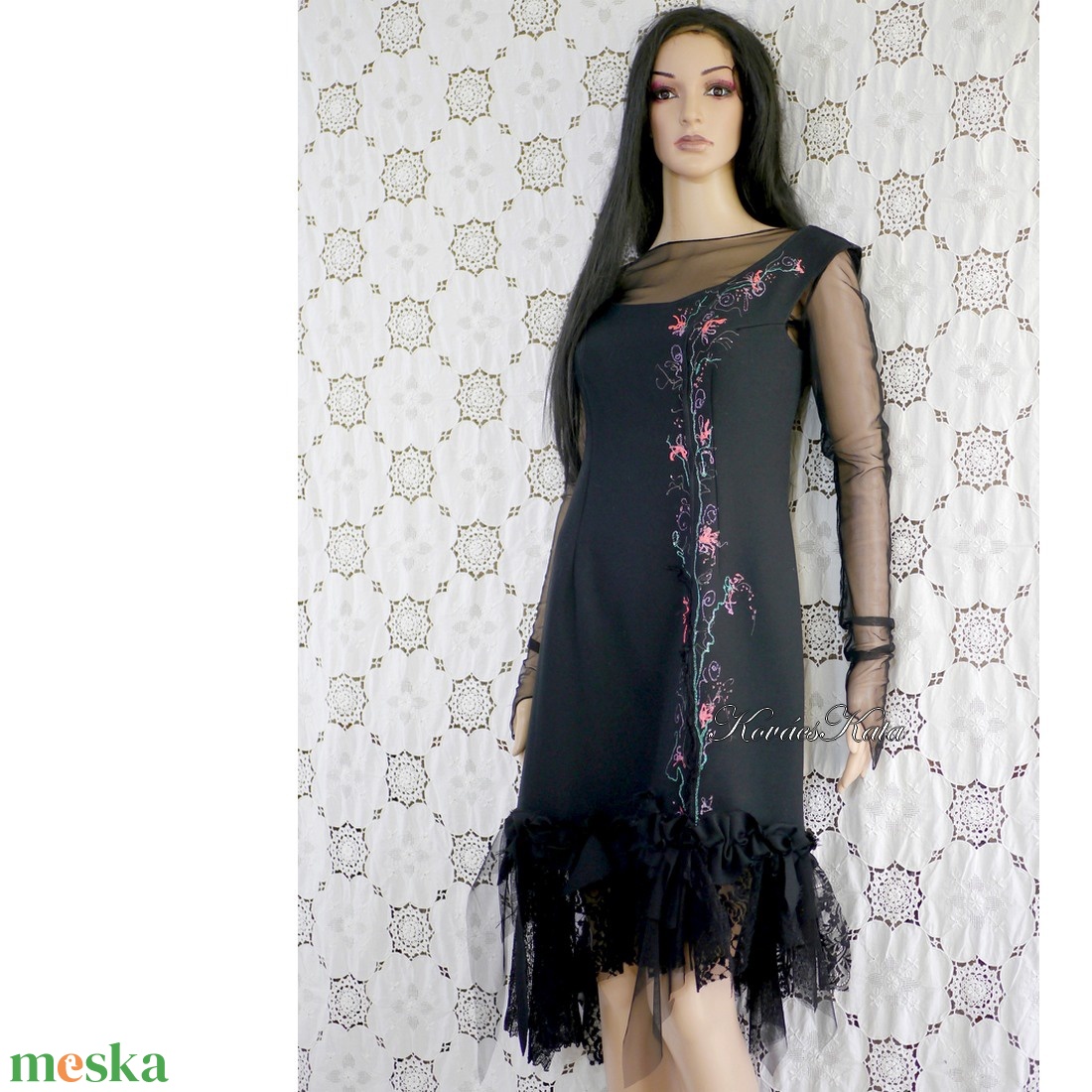 TRISHA - pingált zsorzsett design ruha - ruha & divat - női ruha - alkalmi ruha & estélyi ruha - Meska.hu