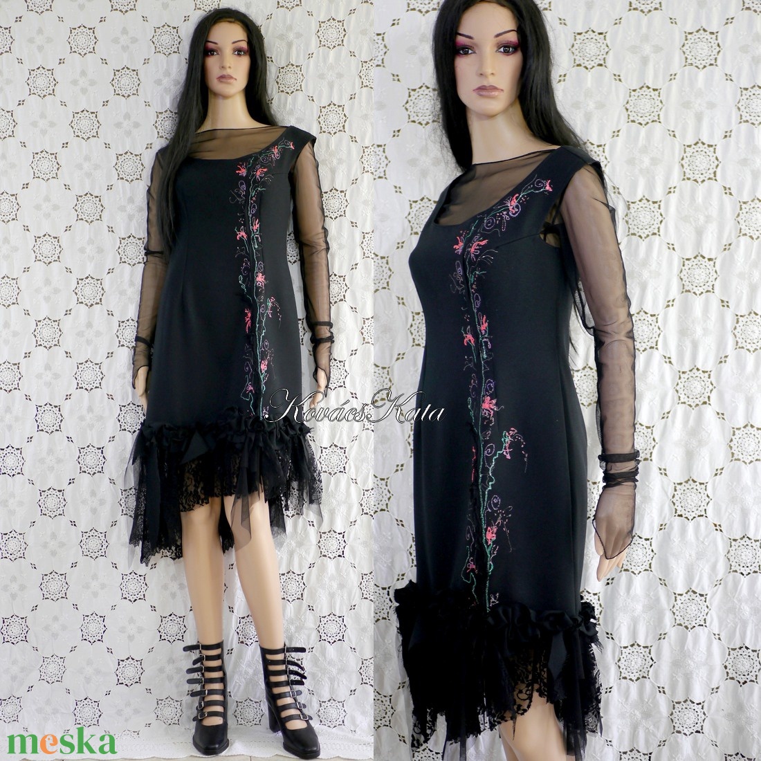 TRISHA - pingált zsorzsett design ruha - ruha & divat - női ruha - alkalmi ruha & estélyi ruha - Meska.hu