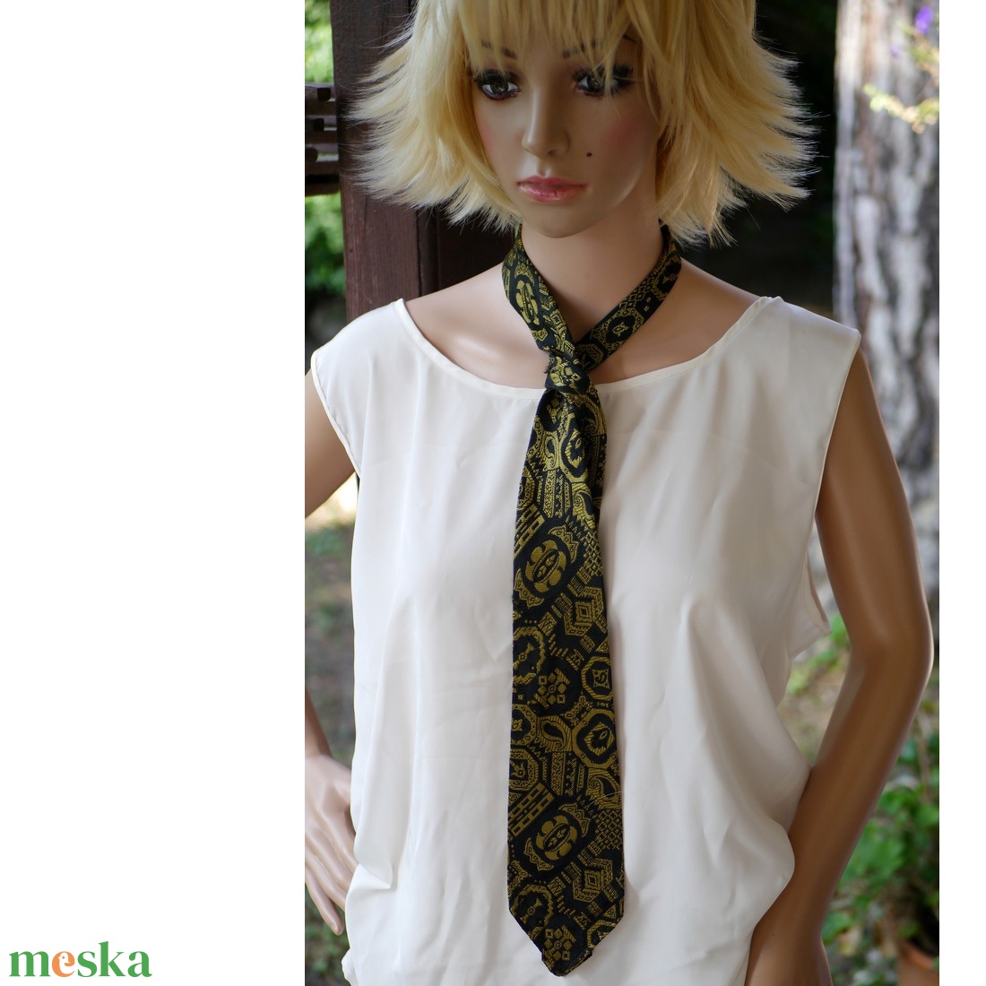 VINTAGE  jacquard-selyem  nyakkendő / unisex - esküvő - kiegészítők - nyakkendő - Meska.hu