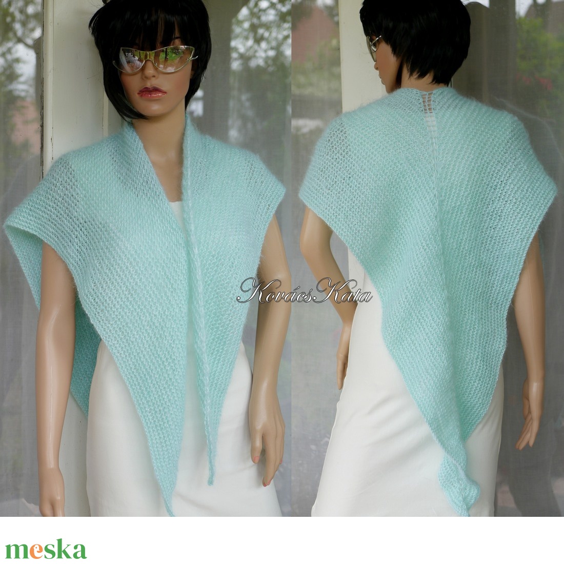 MOHAIR-MENTA - exkluzív kézzel kötött vállkendő, sálkendő - ruha & divat - sál, sapka, kendő - vállkendő - Meska.hu MOHAIR-MENTA - exkluzív kézzel kötött vállkendő, sálkendő - ruha & divat - sál, sapka, kendő - vállkendő - Meska.hu
