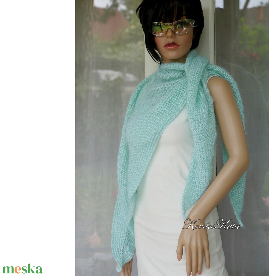 MOHAIR-MENTA - exkluzív kézzel kötött vállkendő, sálkendő - ruha & divat - sál, sapka, kendő - vállkendő - Meska.hu MOHAIR-MENTA - exkluzív kézzel kötött vállkendő, sálkendő - ruha & divat - sál, sapka, kendő - vállkendő - Meska.hu