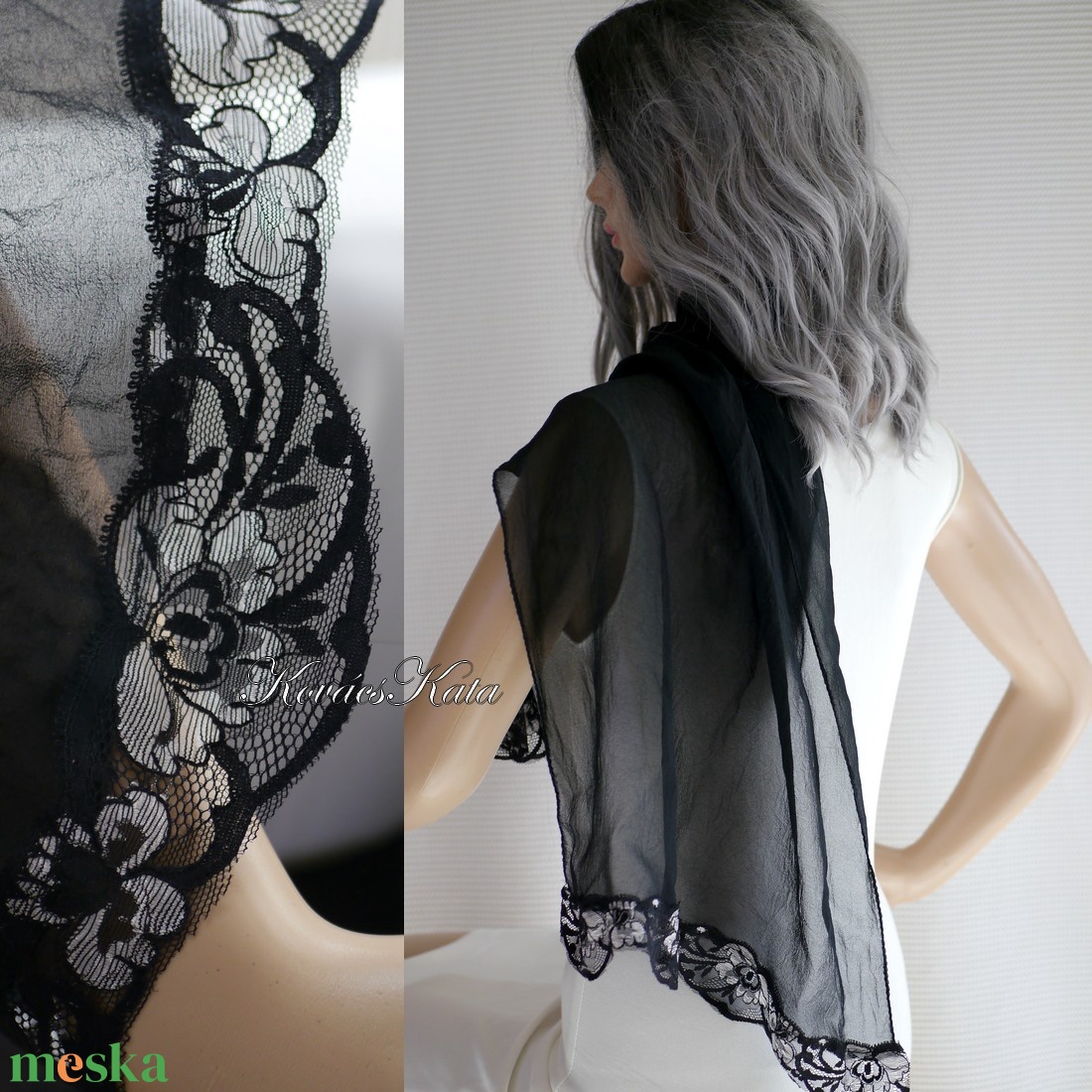 CHIFFON STÓLA / rokokó - exkluzív csipkés hernyóselyem sál / fekete - ruha & divat - sál, sapka, kendő - sál - Meska.hu CHIFFON STÓLA / rokokó - exkluzív csipkés hernyóselyem sál / fekete - ruha & divat - sál, sapka, kendő - sál - Meska.hu