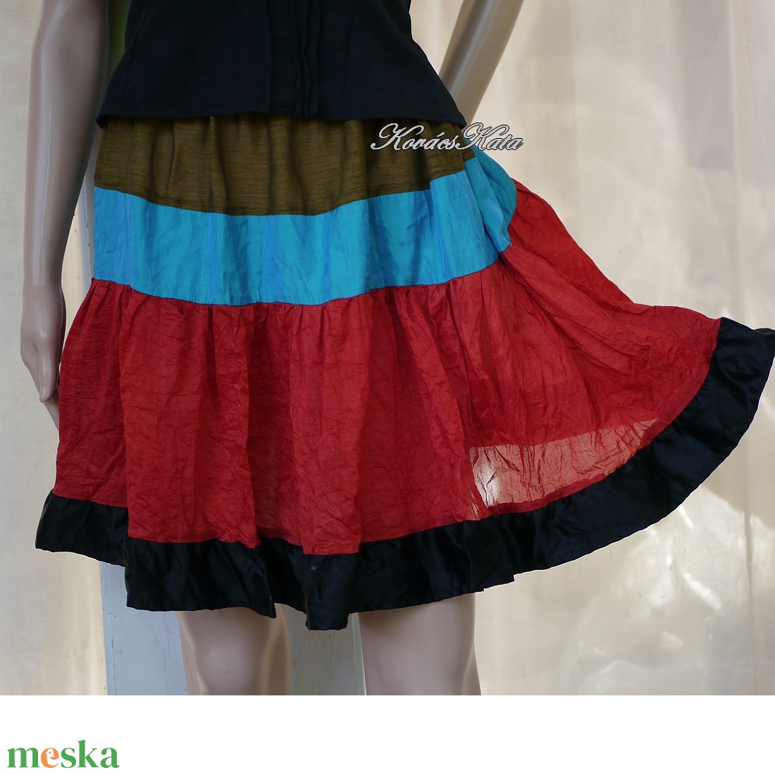 SZÍNES-SÁVOS - alkalmi selyem patchwork szoknya - ruha & divat - női ruha - alkalmi ruha & estélyi ruha - Meska.hu SZÍNES-SÁVOS - alkalmi selyem patchwork szoknya - ruha & divat - női ruha - alkalmi ruha & estélyi ruha - Meska.hu