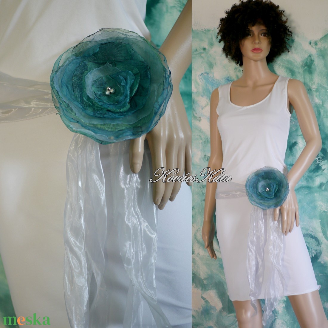 ORGANZA-RÓZSA ezüst öv-sál, textil-ékszer, bross... / óceán - ékszer - kitűző és bross - Meska.hu ORGANZA-RÓZSA ezüst öv-sál, textil-ékszer, bross... / óceán - ékszer - kitűző és bross - Meska.hu