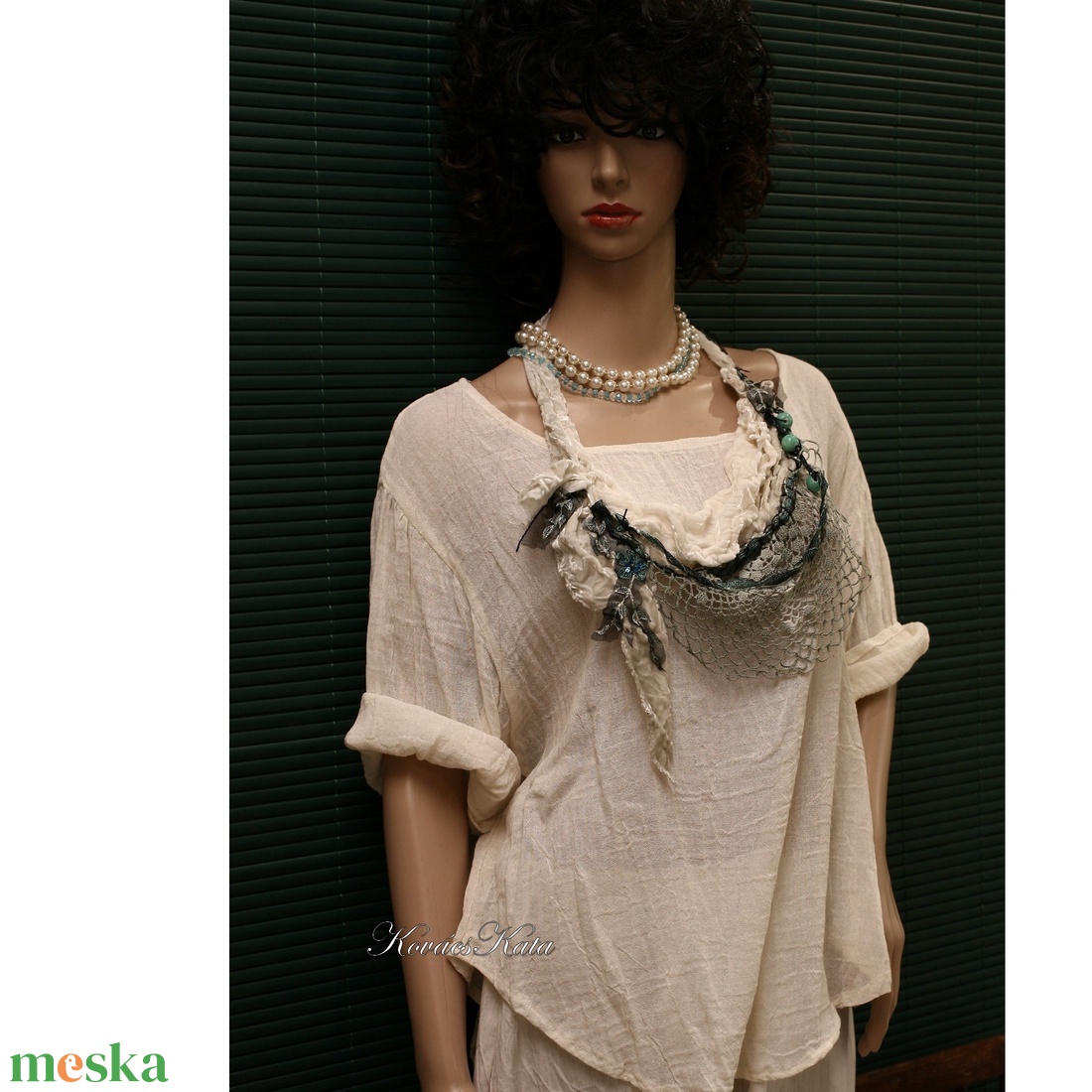 VERONA / jade és türkiz - art to wear textilékszer - ékszer - nyaklánc - statement nyaklánc - Meska.hu VERONA / jade és türkiz - art to wear textilékszer - ékszer - nyaklánc - statement nyaklánc - Meska.hu