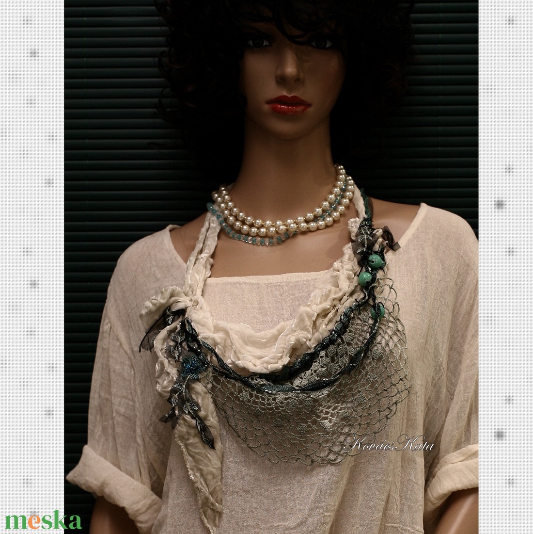 VERONA / jade és türkiz - art to wear textilékszer - ékszer - nyaklánc - statement nyaklánc - Meska.hu VERONA / jade és türkiz - art to wear textilékszer - ékszer - nyaklánc - statement nyaklánc - Meska.hu