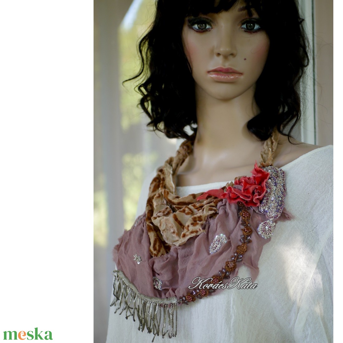 VERONA díszkendő - art to wear statement textilékszer / barna, mályva - ruha & divat - sál, sapka, kendő - kendő - Meska.hu VERONA díszkendő - art to wear statement textilékszer / barna, mályva - ruha & divat - sál, sapka, kendő - kendő - Meska.hu
