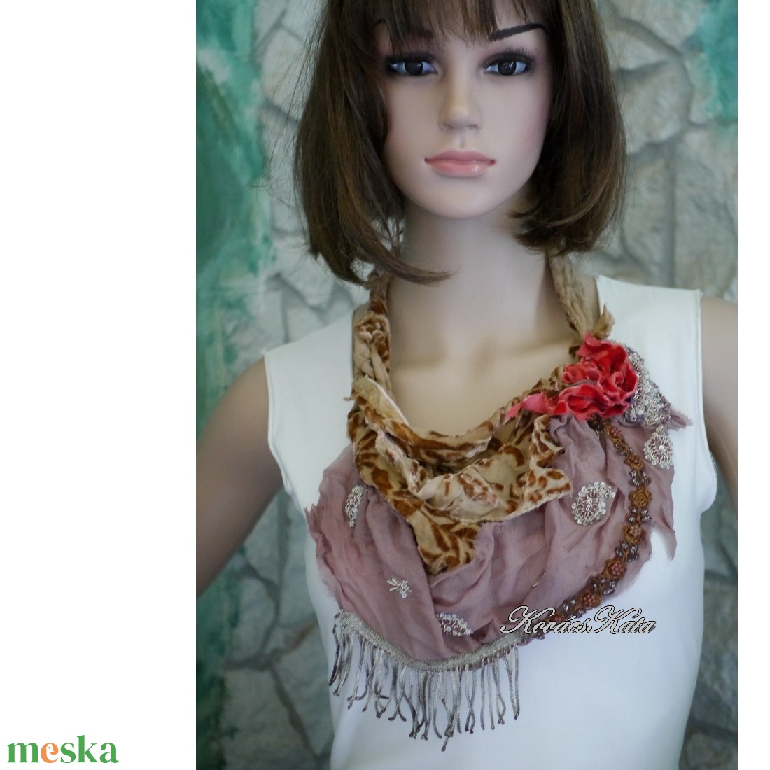 VERONA díszkendő - art to wear statement textilékszer / barna, mályva - ruha & divat - sál, sapka, kendő - kendő - Meska.hu VERONA díszkendő - art to wear statement textilékszer / barna, mályva - ruha & divat - sál, sapka, kendő - kendő - Meska.hu