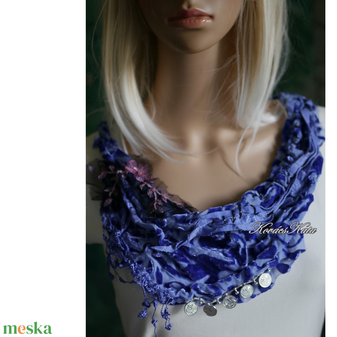 VERONA díszkendő - art to wear statement textilékszer / királykék - ruha & divat - sál, sapka, kendő - kendő - Meska.hu VERONA díszkendő - art to wear statement textilékszer / királykék - ruha & divat - sál, sapka, kendő - kendő - Meska.hu