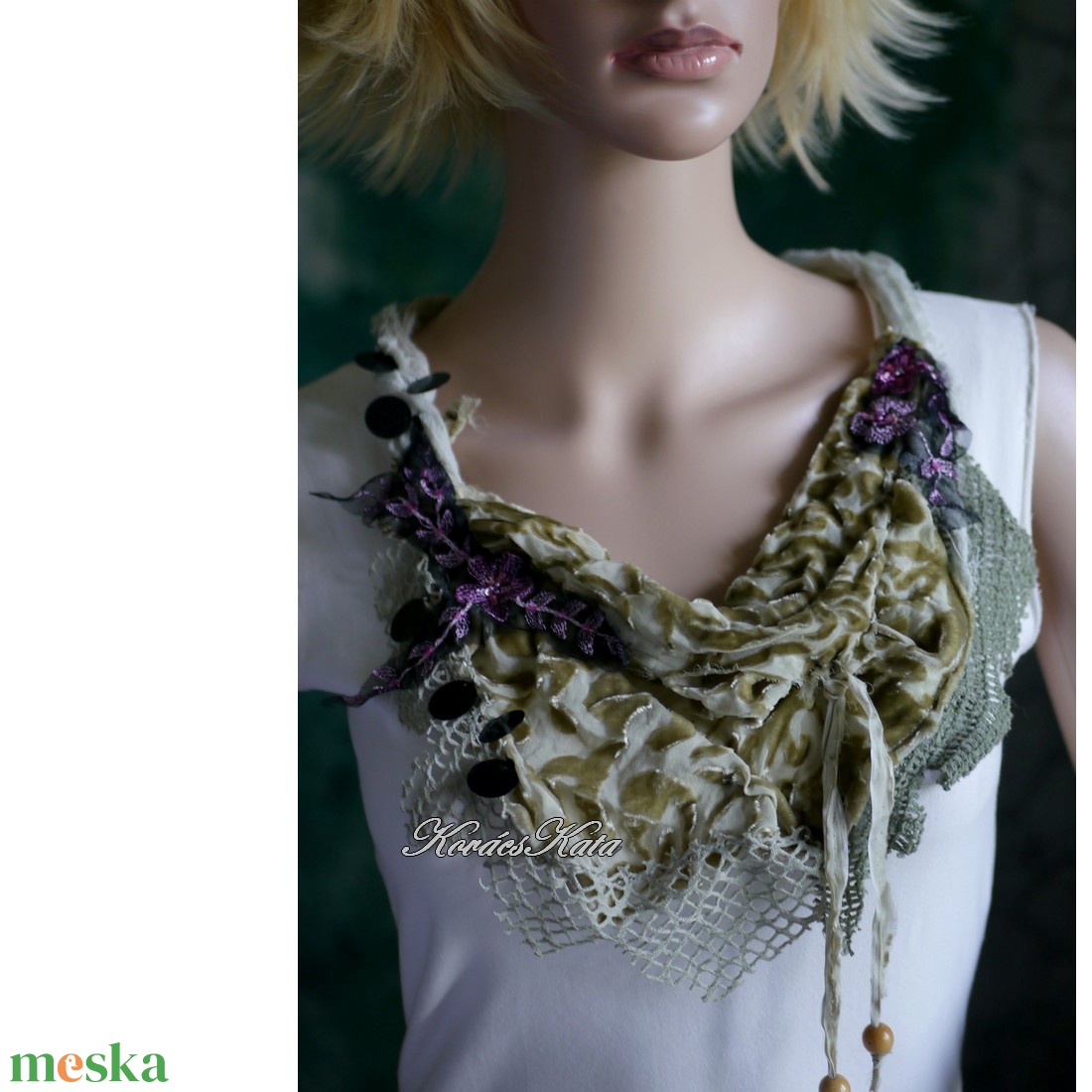 VERONA díszkendő - art to wear statement textilékszer / keki - ruha & divat - sál, sapka, kendő - kendő - Meska.hu VERONA díszkendő - art to wear statement textilékszer / keki - ruha & divat - sál, sapka, kendő - kendő - Meska.hu
