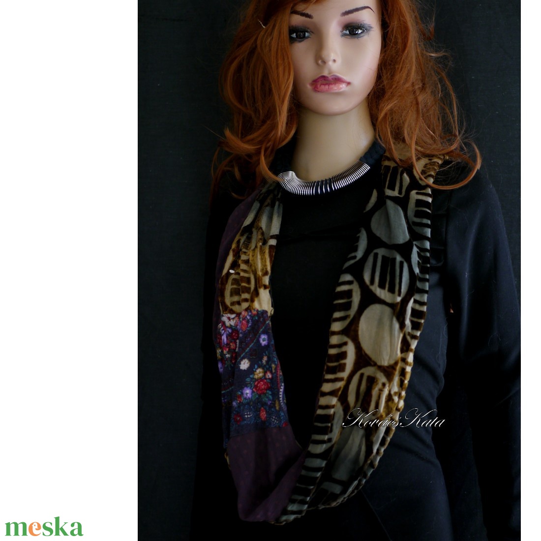 INFINITY / október - exkluzív selyem-bársony csősál, körsál  - ruha & divat - sál, sapka, kendő - sál - Meska.hu