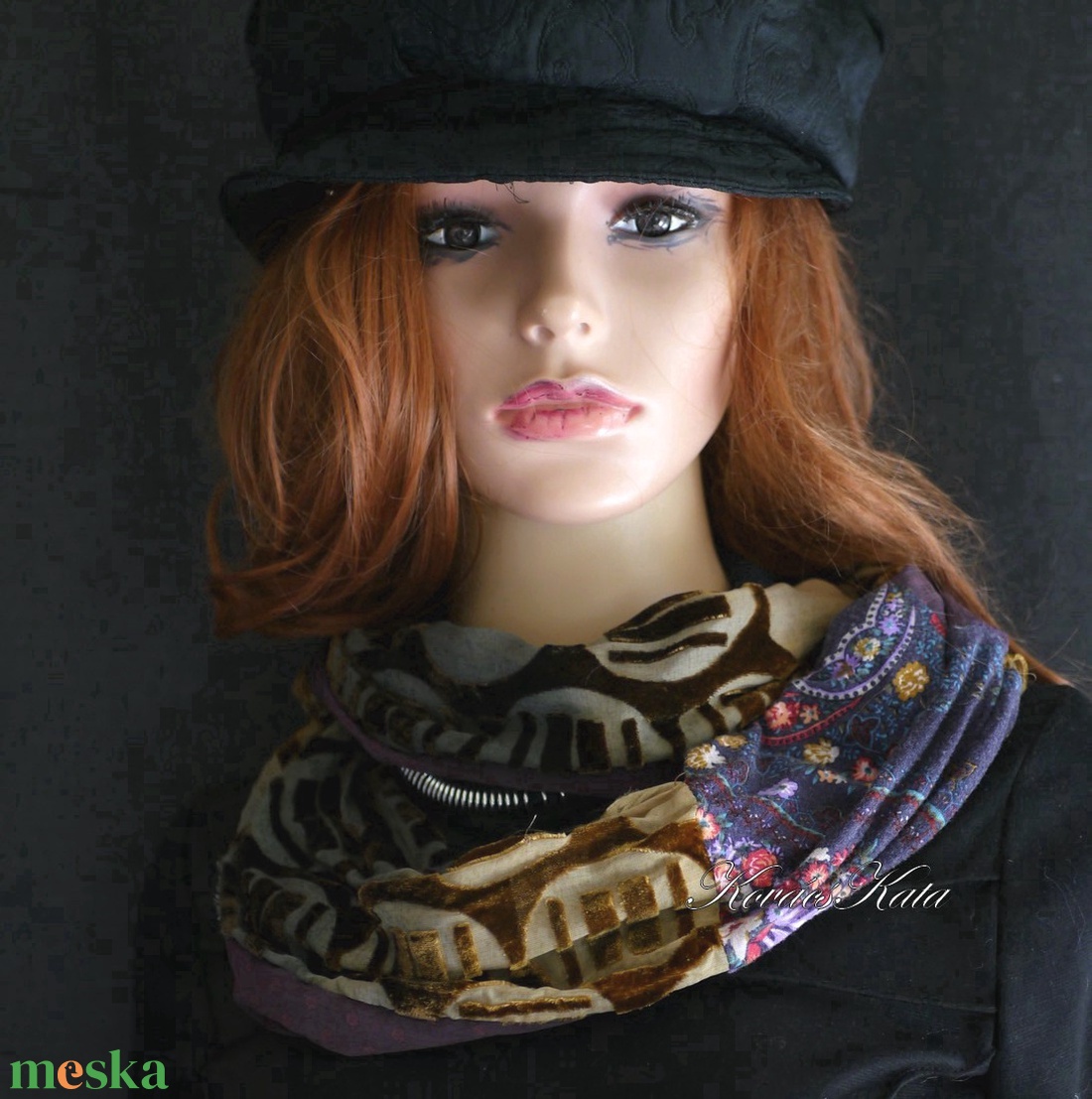 INFINITY / október - exkluzív selyem-bársony csősál, körsál  - ruha & divat - sál, sapka, kendő - sál - Meska.hu