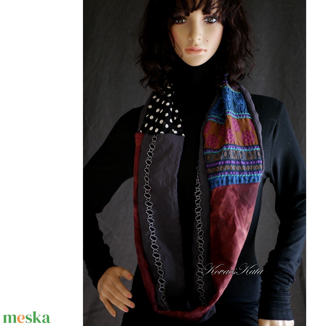 INFINITY / venice - exkluzív patchwork csősál, mőbiusz körsál  - ruha & divat - sál, sapka, kendő - sál - Meska.hu