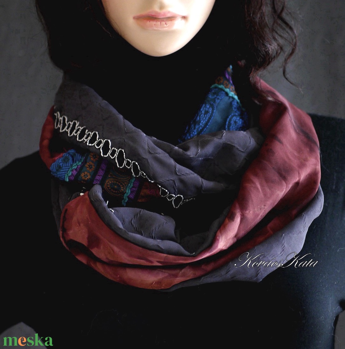 INFINITY / venice - exkluzív patchwork csősál, mőbiusz körsál  - ruha & divat - sál, sapka, kendő - sál - Meska.hu