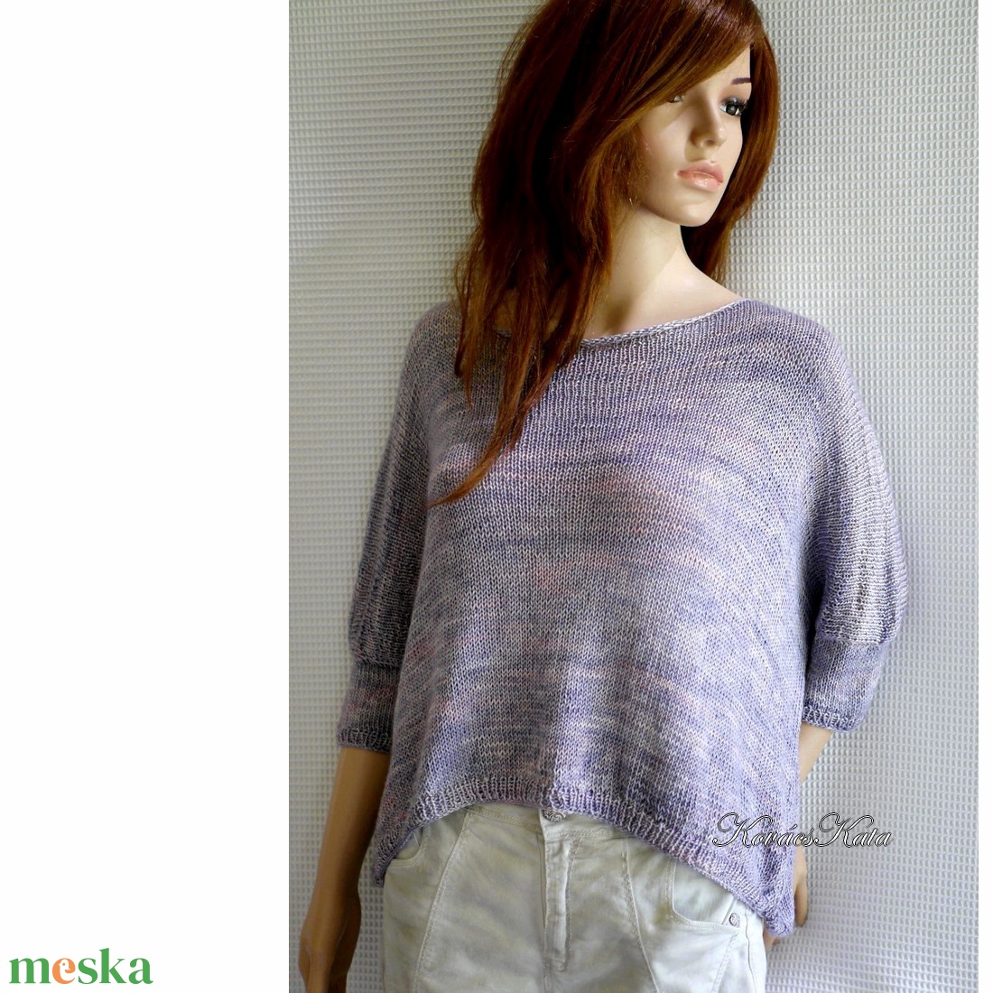 SELKA / mantra - egyedileg kézzel festett fonalból kézzel kötött pulóver - ruha & divat - női ruha - pulóver - Meska.hu