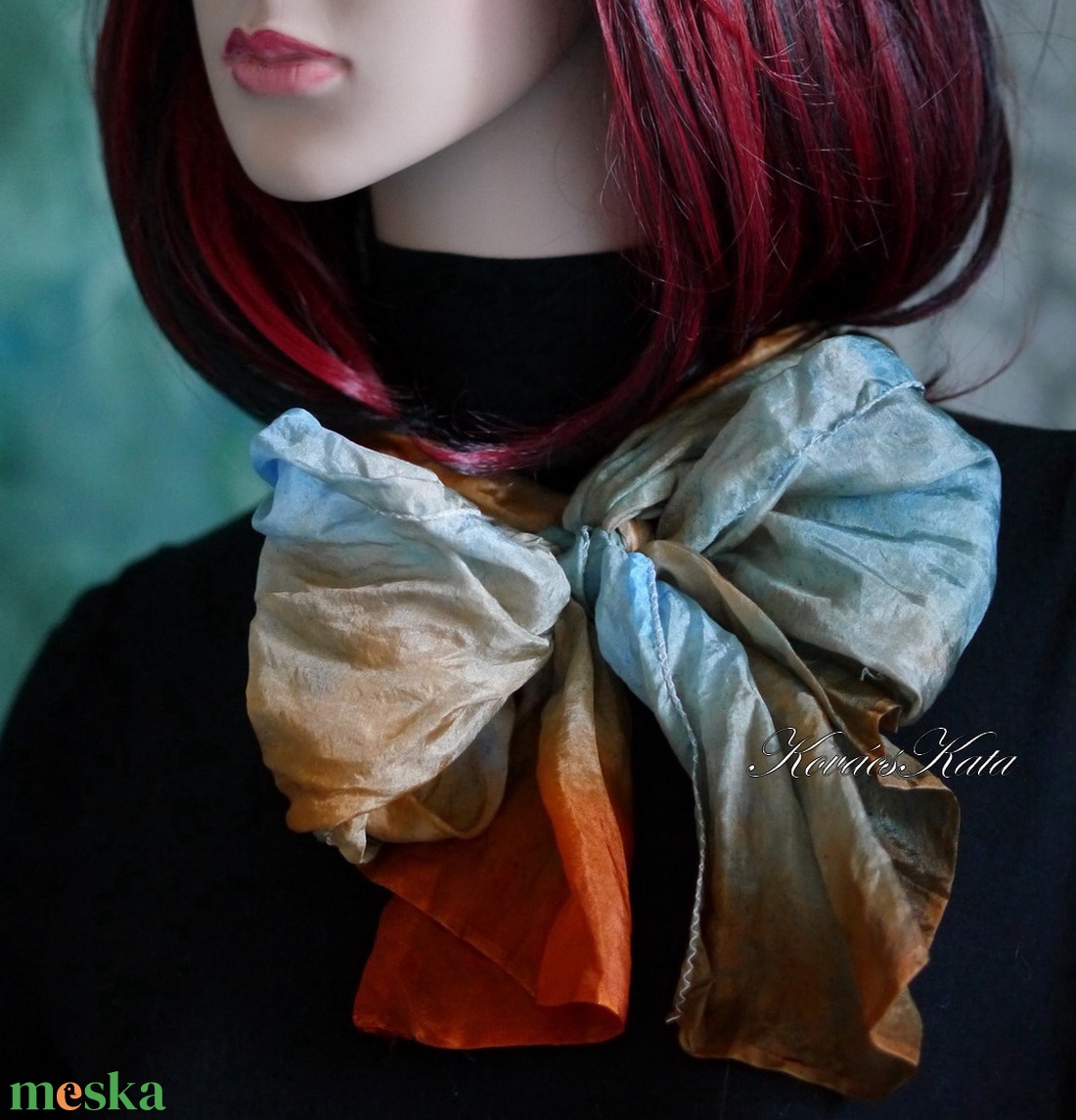 PONGE SELYEMSÁL - batikolt, gyűrt 100% hernyóselyem sál / tunisz KÉSZLETEN - ruha & divat - sál, sapka, kendő - kendő - Meska.hu