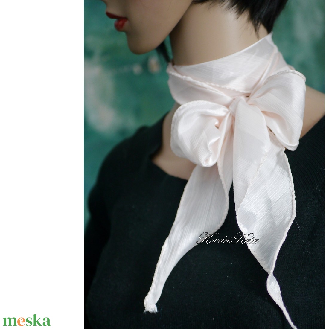 SZIRMOS SELYEMSÁL / púder - finom krepp-selyem vékony sál KÉSZLETEN - ruha & divat - sál, sapka, kendő - sál - Meska.hu