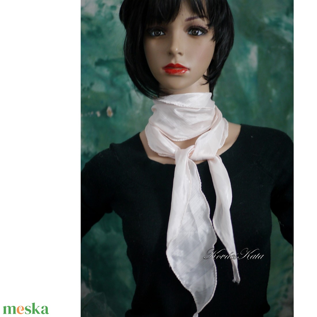 SZIRMOS SELYEMSÁL / púder - finom krepp-selyem vékony sál KÉSZLETEN - ruha & divat - sál, sapka, kendő - sál - Meska.hu