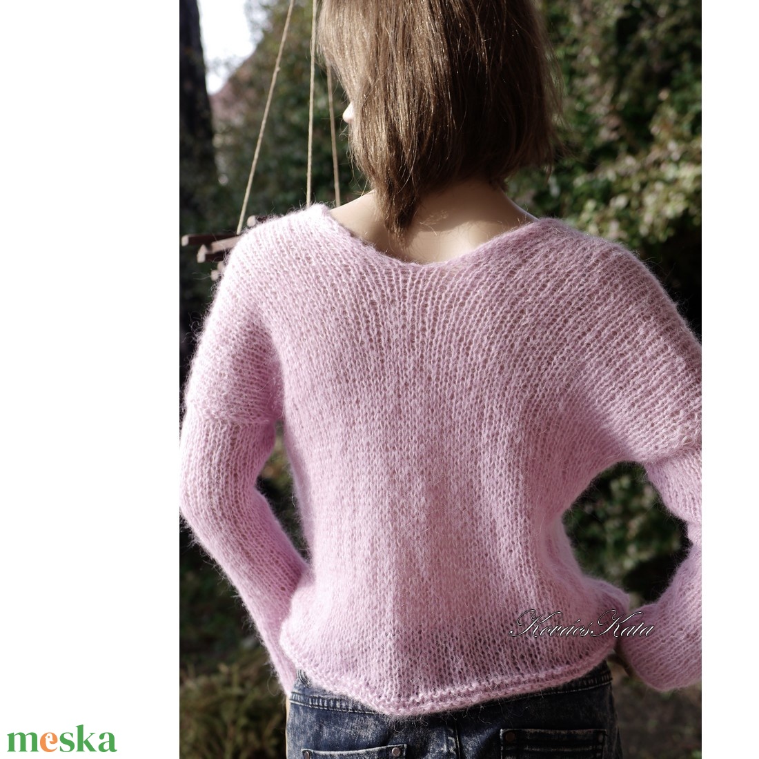 POLLY LUX / setasuri - exkluzív babysuri silk kézzel kötött design pulóver / málnahab KÉSZLETEN - ruha & divat - női ruha - pulóver - Meska.hu