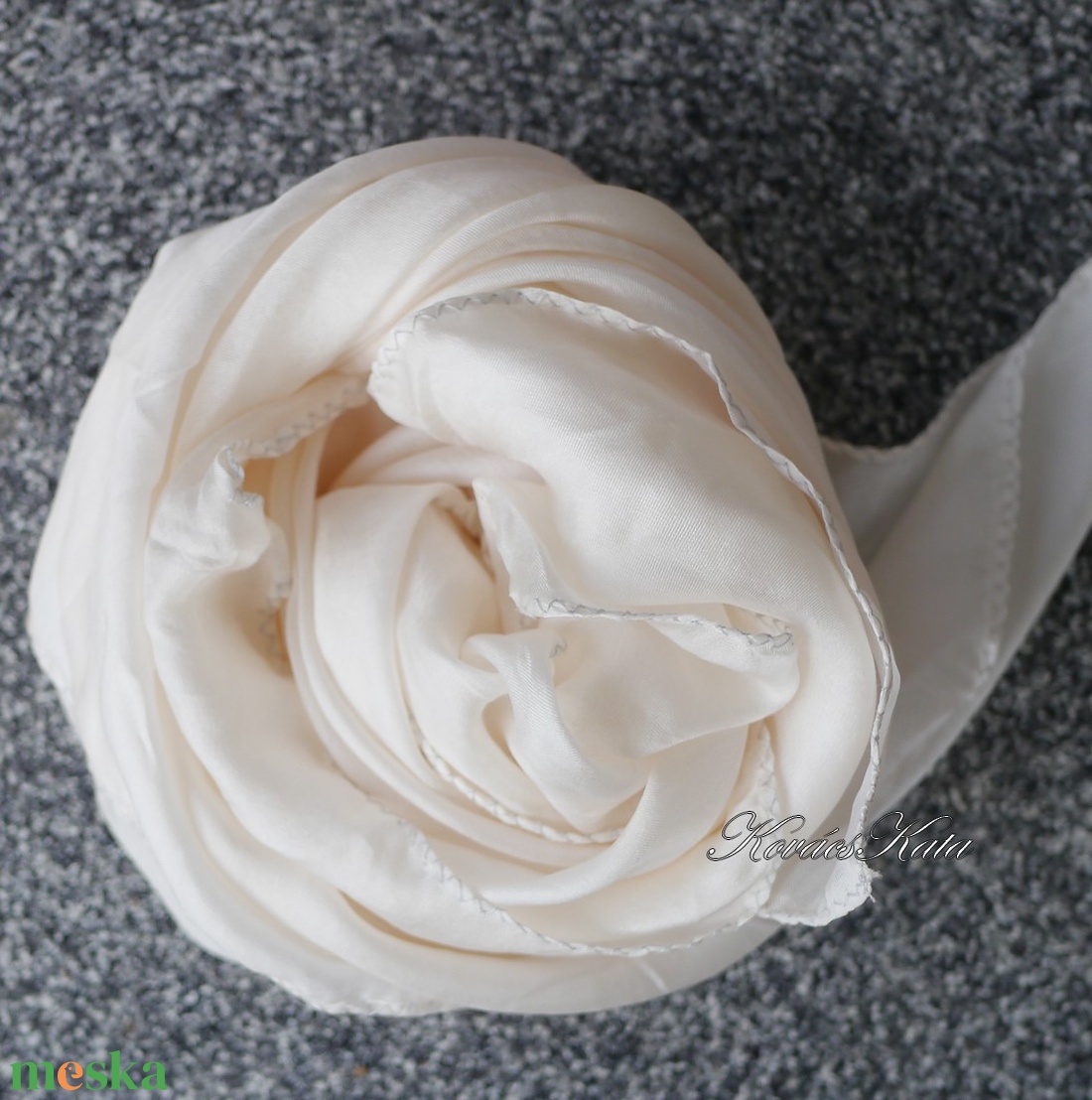 PONGE KENDŐ - 100% hernyóselyem kendő / fehér - ruha & divat - sál, sapka, kendő - kendő - Meska.hu
