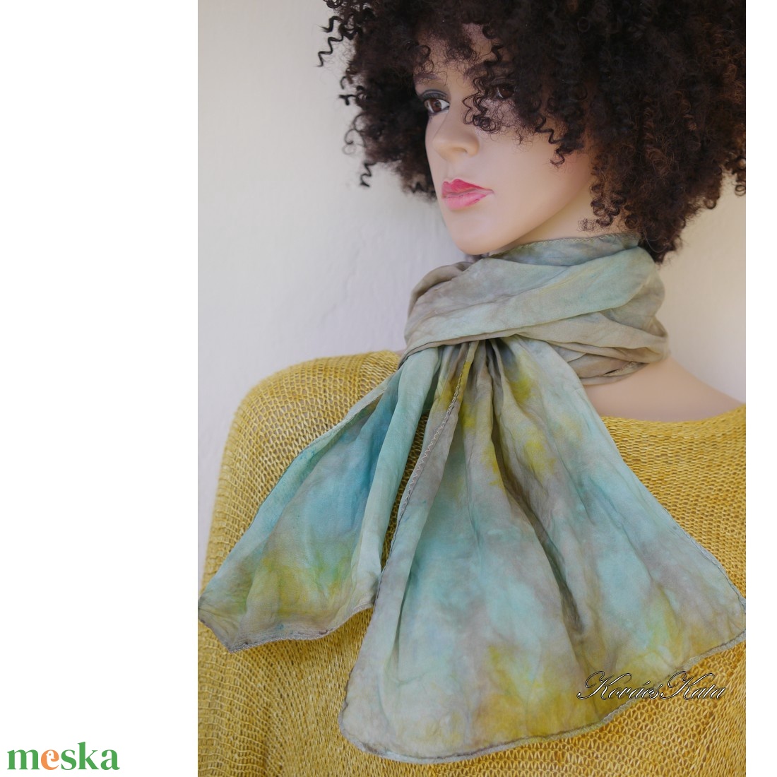 HABOTAI SELYEMSÁL - batikolt 100% hernyóselyem sál / tópart - ruha & divat - sál, sapka, kendő - kendő - Meska.hu