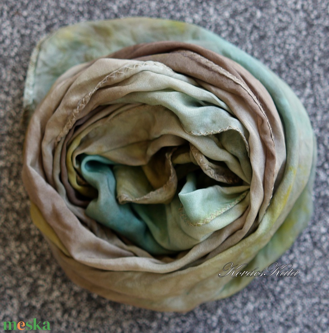 HABOTAI SELYEMSÁL - batikolt 100% hernyóselyem sál / tópart - ruha & divat - sál, sapka, kendő - kendő - Meska.hu