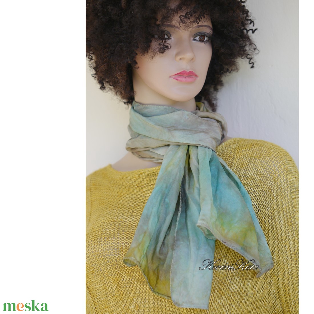 HABOTAI SELYEMSÁL - batikolt 100% hernyóselyem sál / tópart - ruha & divat - sál, sapka, kendő - kendő - Meska.hu