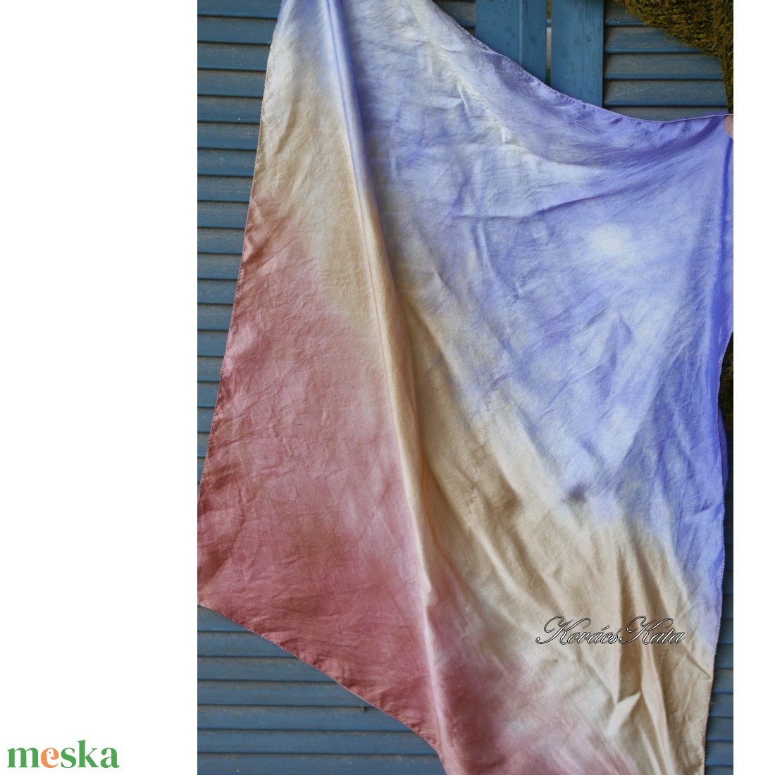 SATEN SELYEMKENDŐ - exkluzív 100% hernyóselyem batikolt kendő / trikolor - ruha & divat - sál, sapka, kendő - kendő - Meska.hu