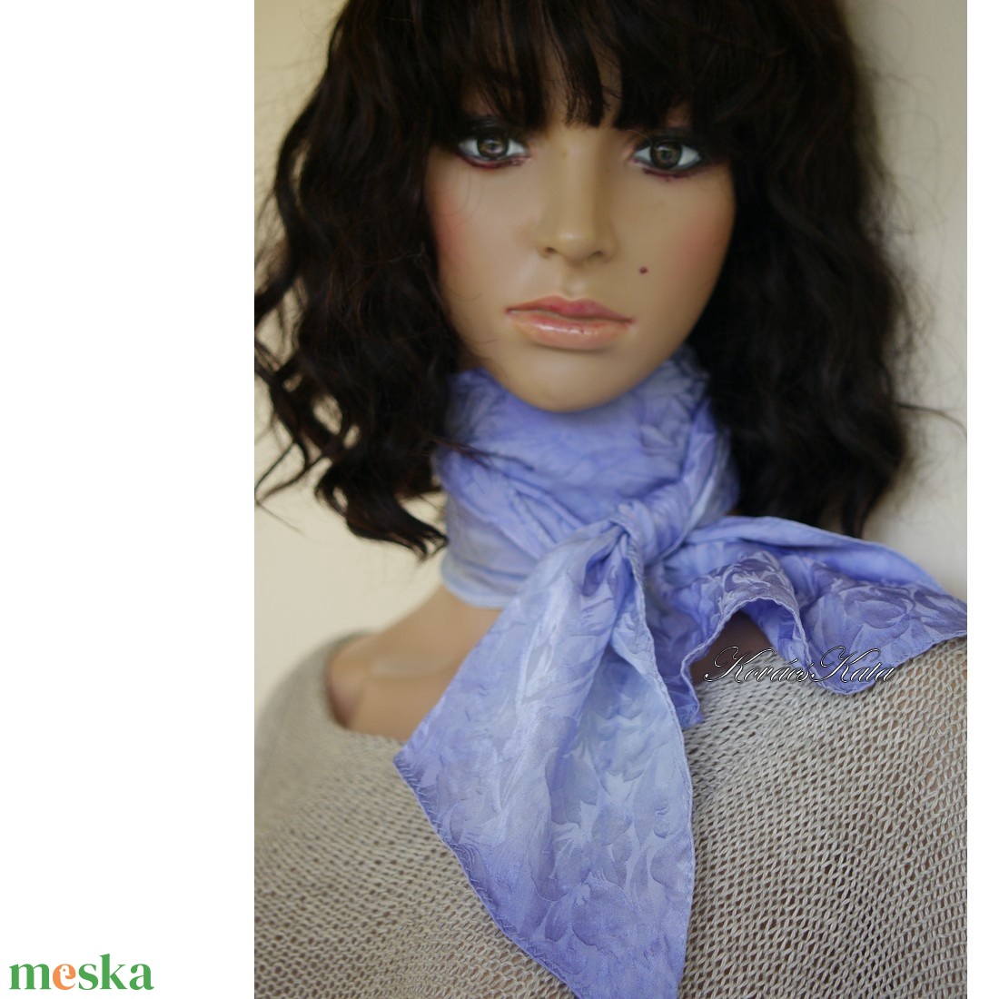 TULIPÁNOS SELYEMSÁL - exkluzív jacquard 100% hernyóselyem batikolt sál / égkék - ruha & divat - sál, sapka, kendő - sál - Meska.hu