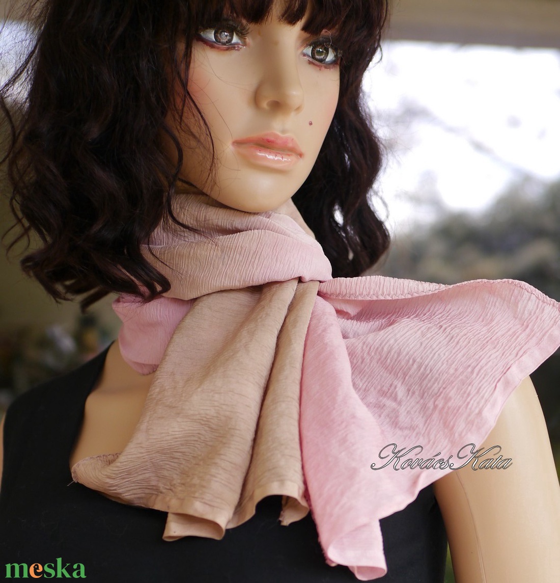 KREPP-SELYEMSÁL - exkluzív 100% hernyóselyem batikolt sál / felemás púderes - ruha & divat - sál, sapka, kendő - sál - Meska.hu