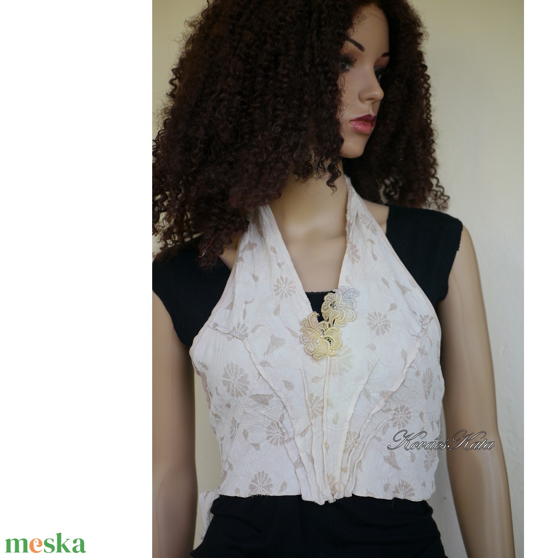 MARGARÉTÁS - artsy selyemtop, jacquard mellényke - ruha & divat - női ruha - top - Meska.hu