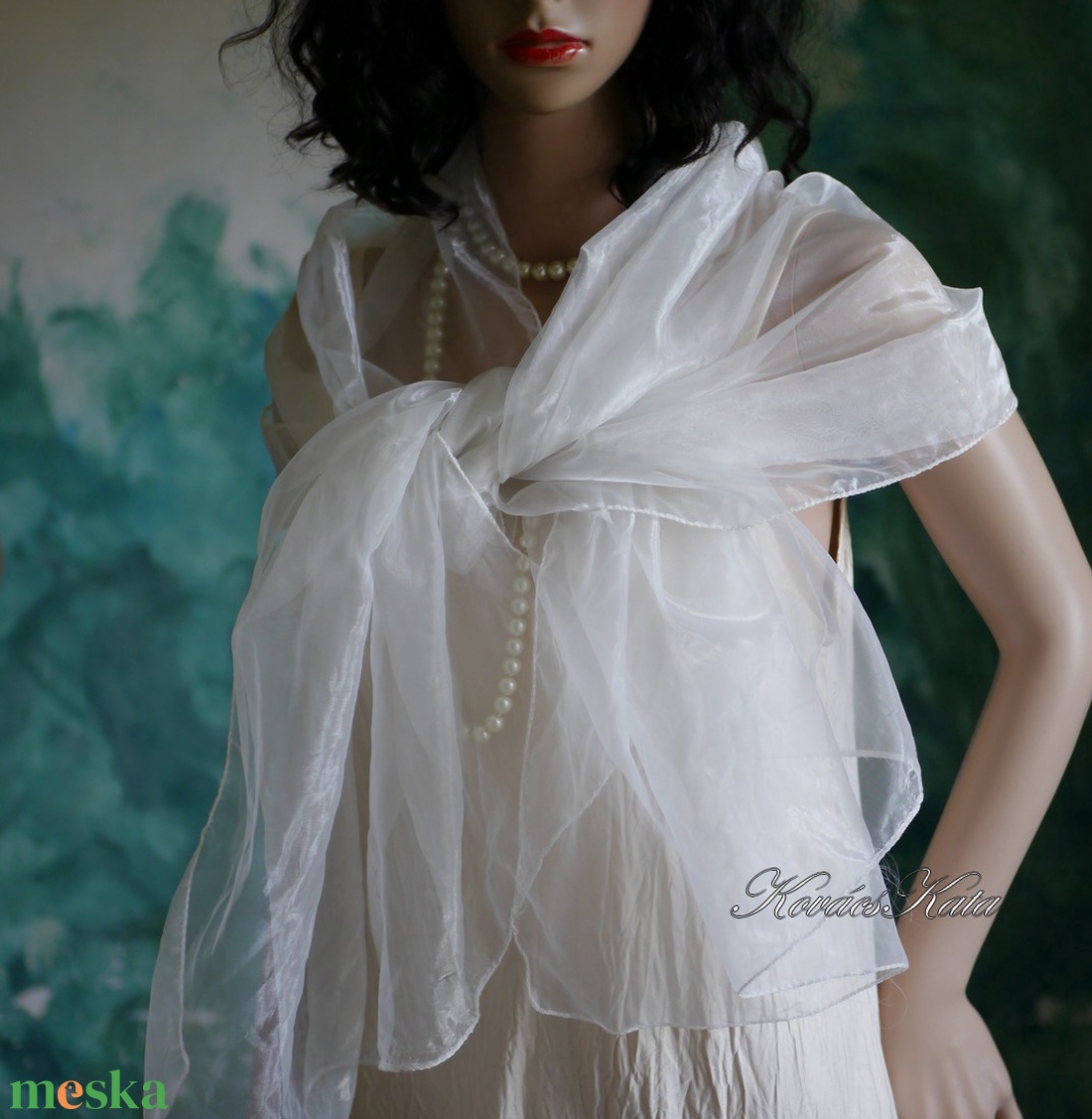ORGANZA STÓLA - menyasszonyi stóla / fehér - esküvő - kiegészítők - bolero és válltakaró - Meska.hu
