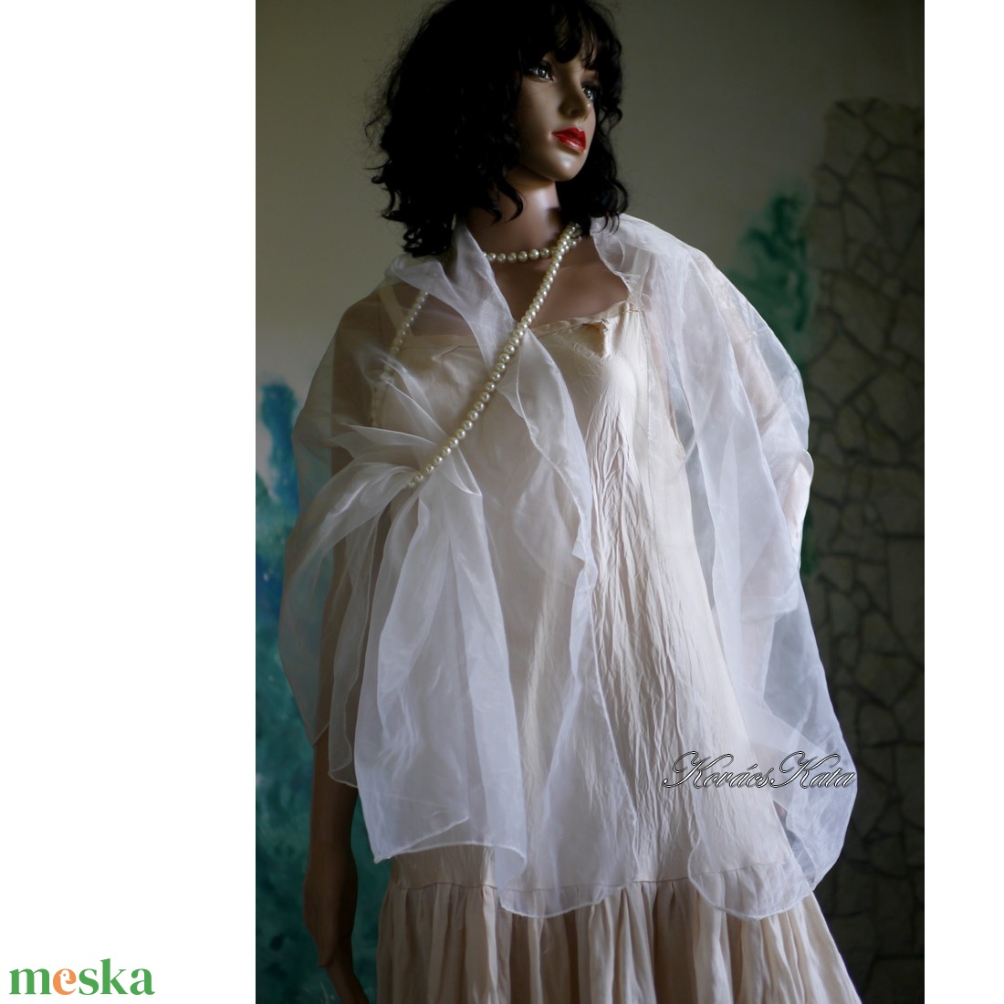 ORGANZA STÓLA - menyasszonyi stóla / fehér - esküvő - kiegészítők - bolero és válltakaró - Meska.hu