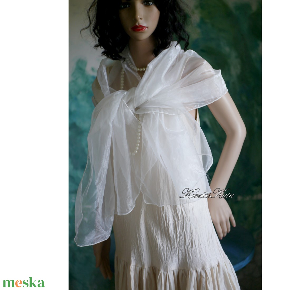 ORGANZA STÓLA - menyasszonyi stóla / fehér - esküvő - kiegészítők - bolero és válltakaró - Meska.hu