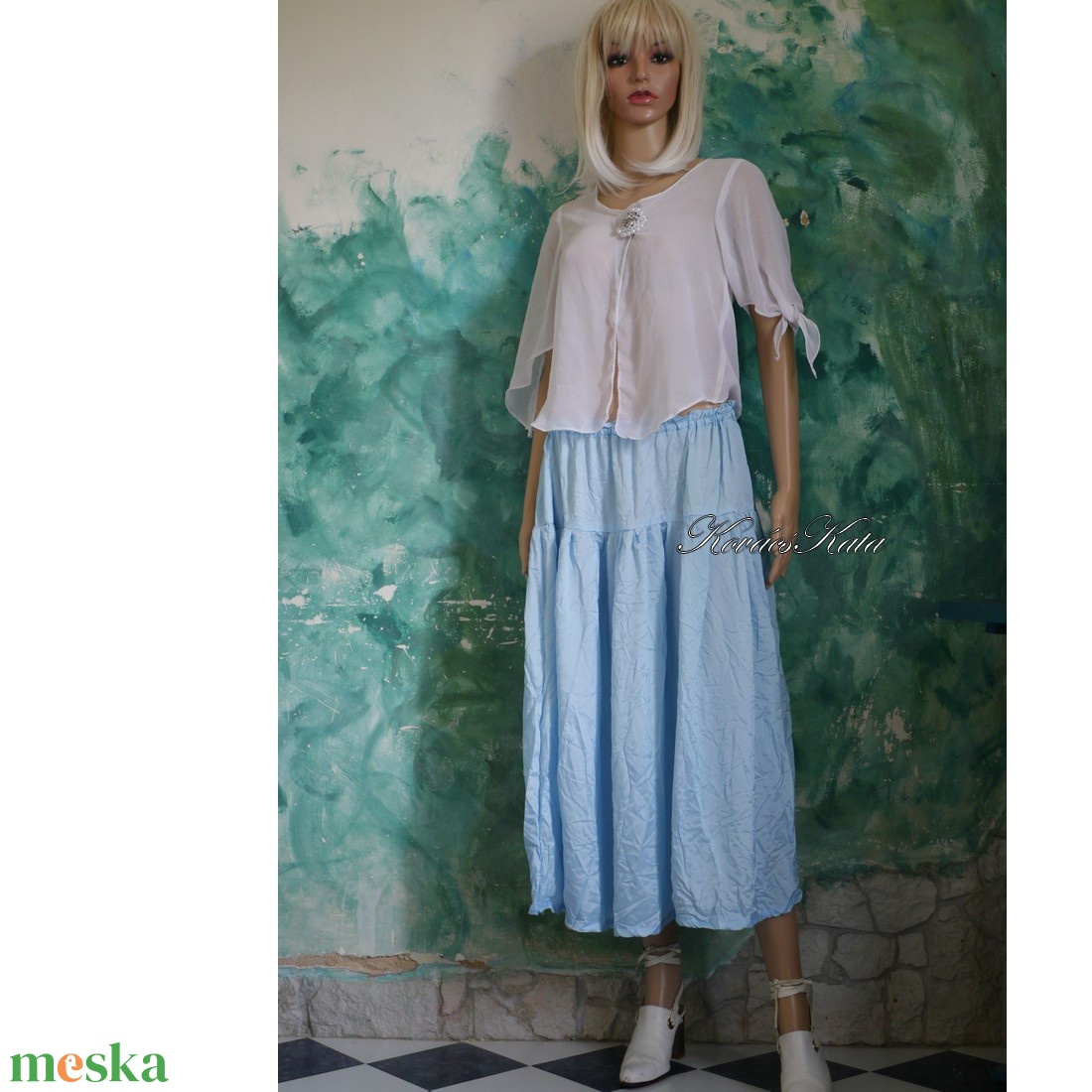 MUSZLIN BOLERÓ - vintage könnyű fehér felső - ruha & divat - női ruha - bolero - Meska.hu