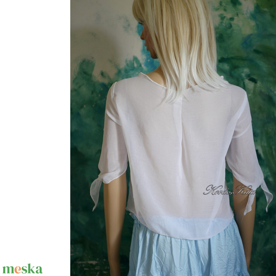 MUSZLIN BOLERÓ - vintage könnyű fehér felső - ruha & divat - női ruha - bolero - Meska.hu