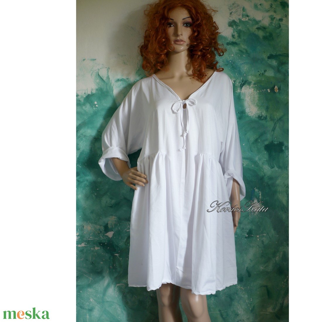 PAULA XL - lagenlook tunika-ruha / fehér - ruha & divat - női ruha - kismamaruha - Meska.hu