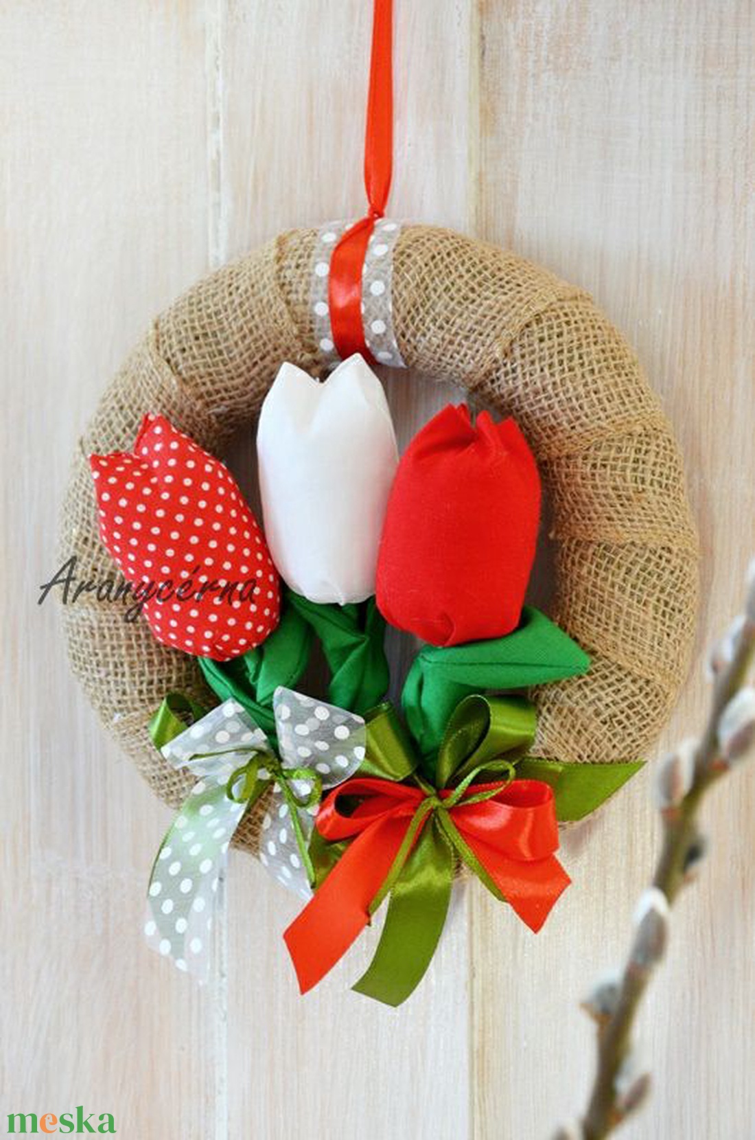 Piros tulipános tavaszi koszorú - otthon & életmód - dekoráció - Meska.hu Piros tulipános tavaszi koszorú - otthon & életmód - dekoráció - Meska.hu