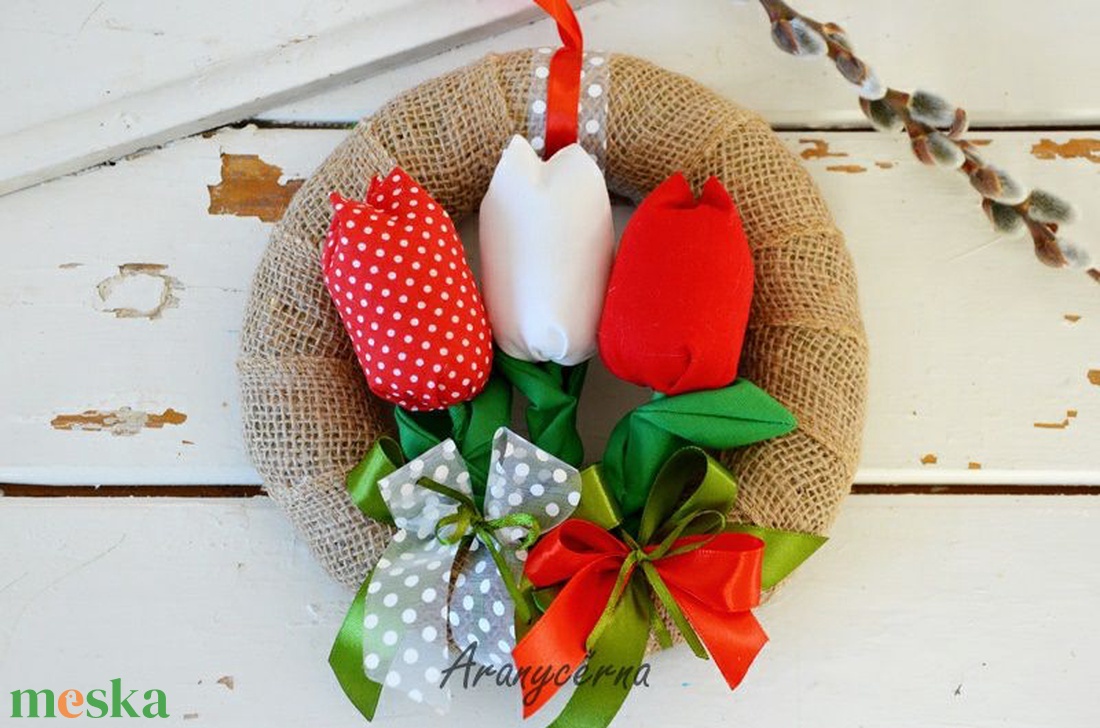Piros tulipános tavaszi koszorú - otthon & életmód - dekoráció - Meska.hu Piros tulipános tavaszi koszorú - otthon & életmód - dekoráció - Meska.hu