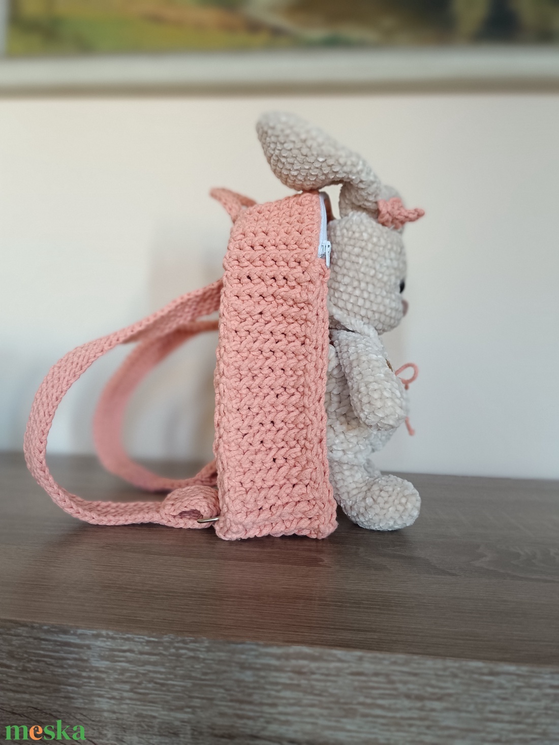 Horgolt nyuszis hátizsák 2in1 - táska & tok - hátizsák - kishátizsák - Meska.hu