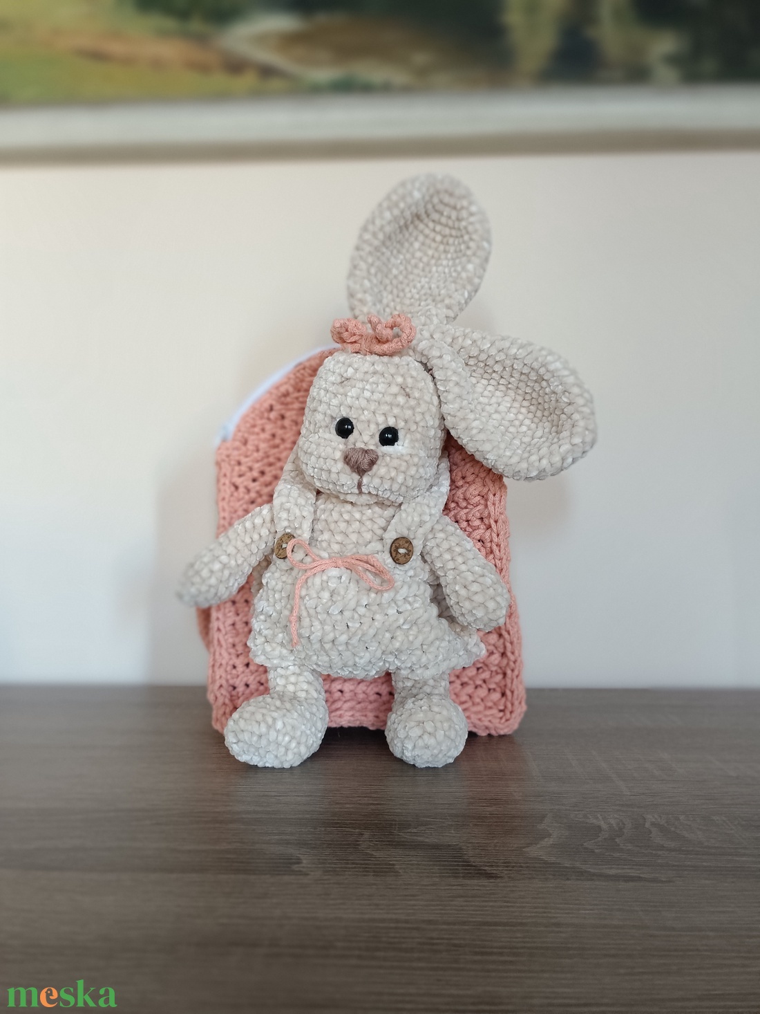 Horgolt nyuszis hátizsák 2in1 - táska & tok - hátizsák - kishátizsák - Meska.hu