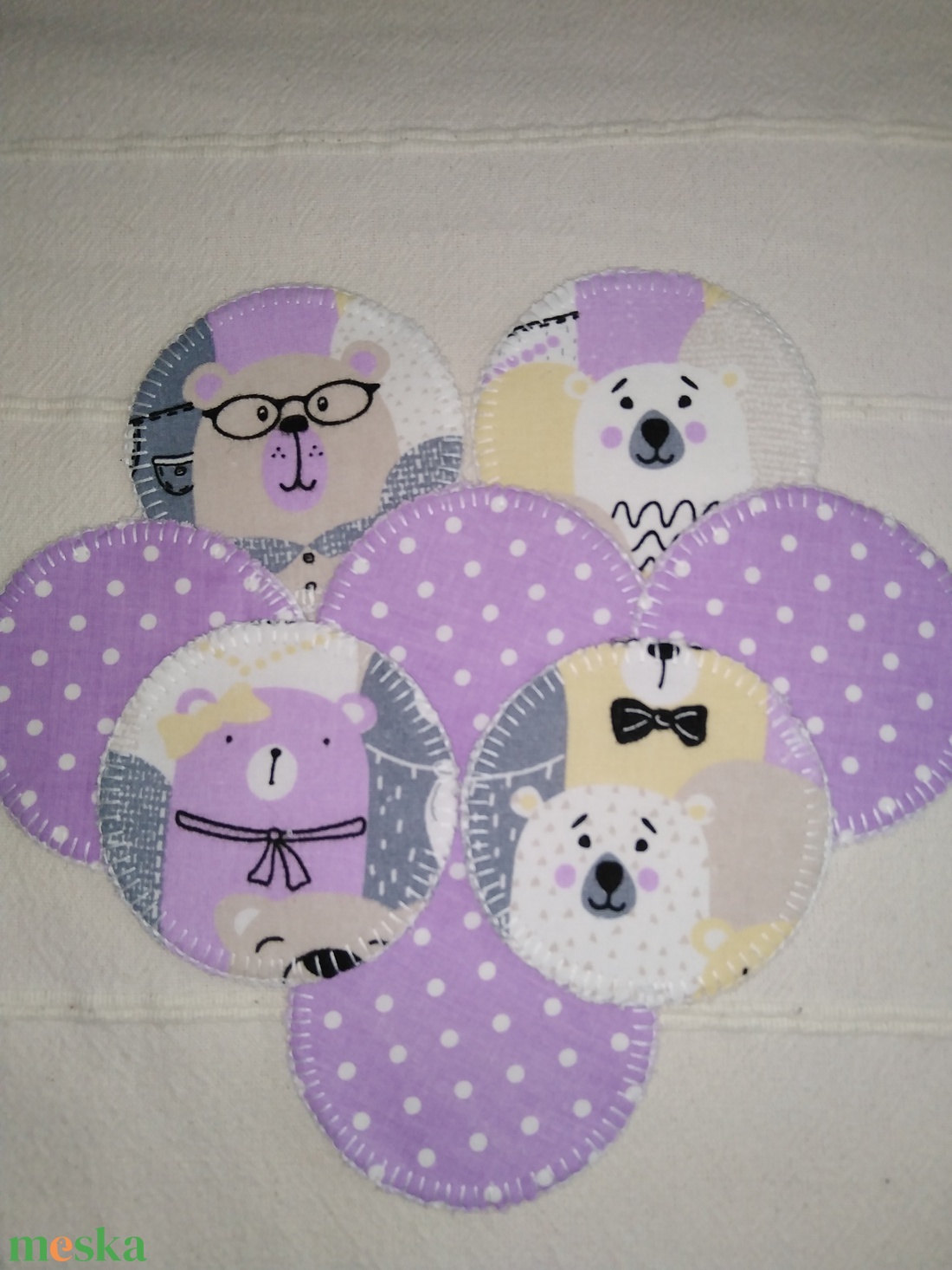 Lila macis arctisztító korongok 8db +neszesszer  - szépségápolás - arcápolás - arctisztító korong - Meska.hu