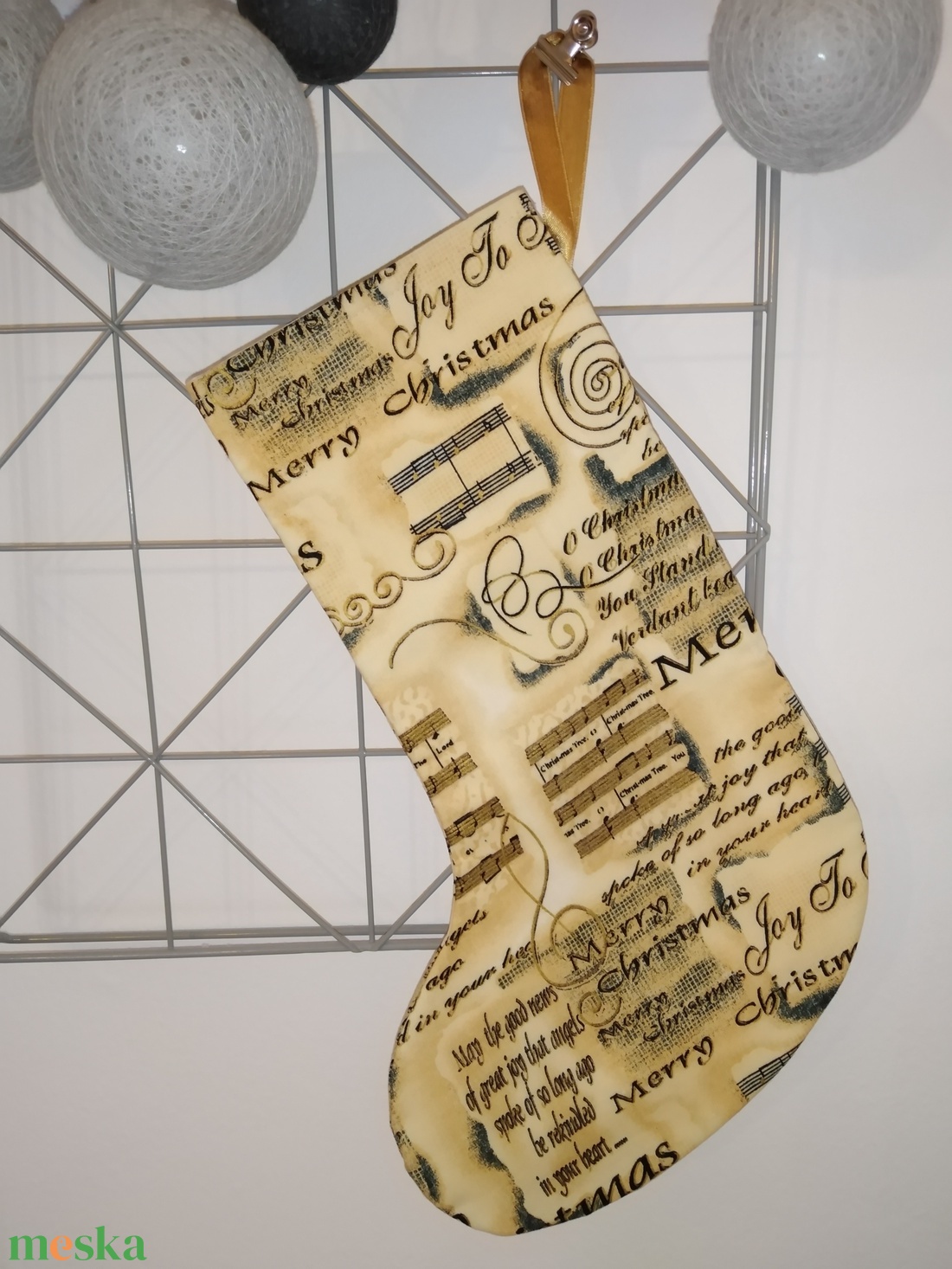 Nagy Mikulás csizma - Arany kottás - karácsony - mikulás - mikulás zsák - Meska.hu